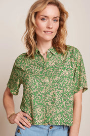 King Louie Evelina Blouse in Jasmine Green Paradis print
