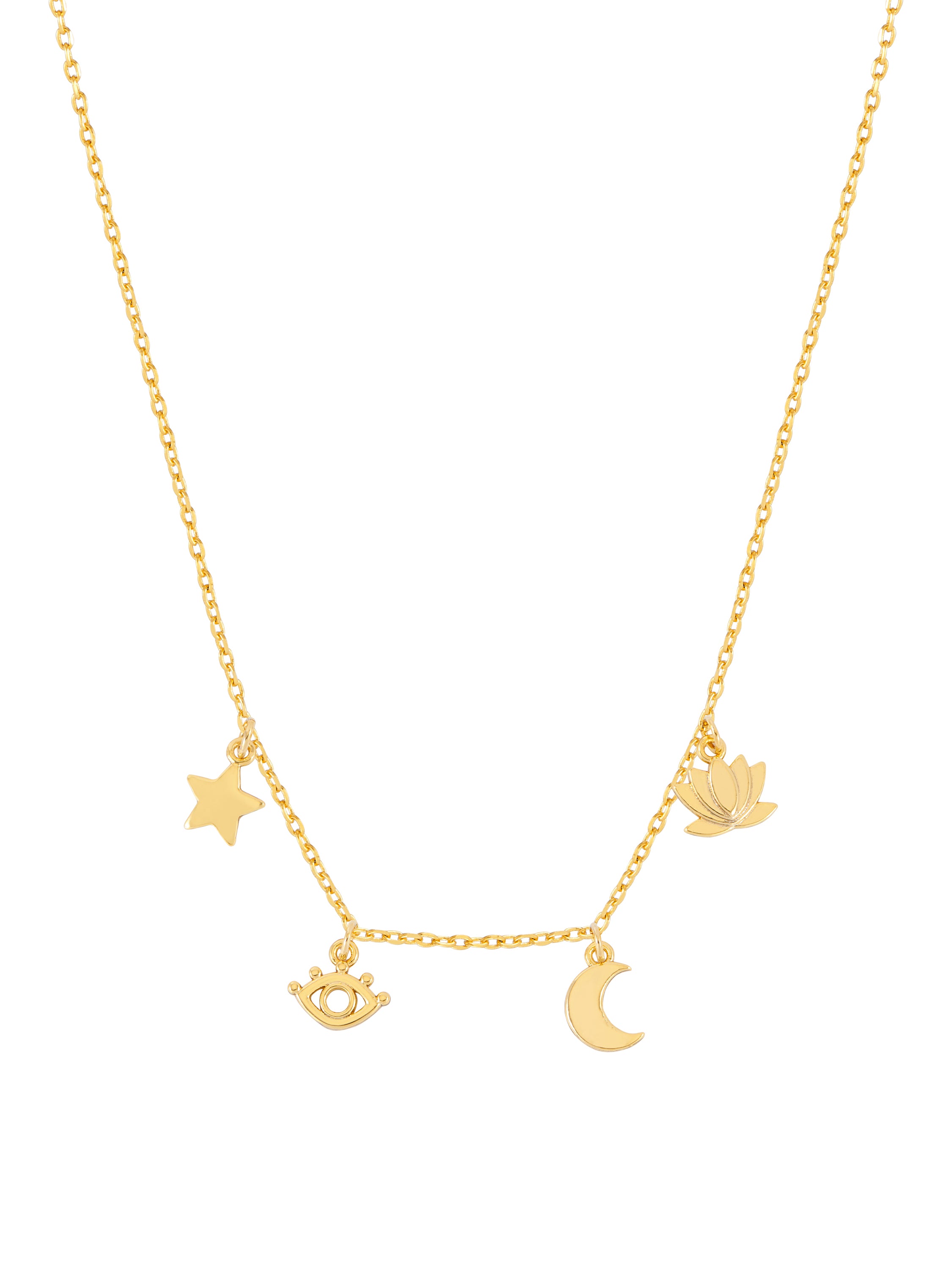 Estella Bartlett Evil Eye & Moon Charm Necklace Gold