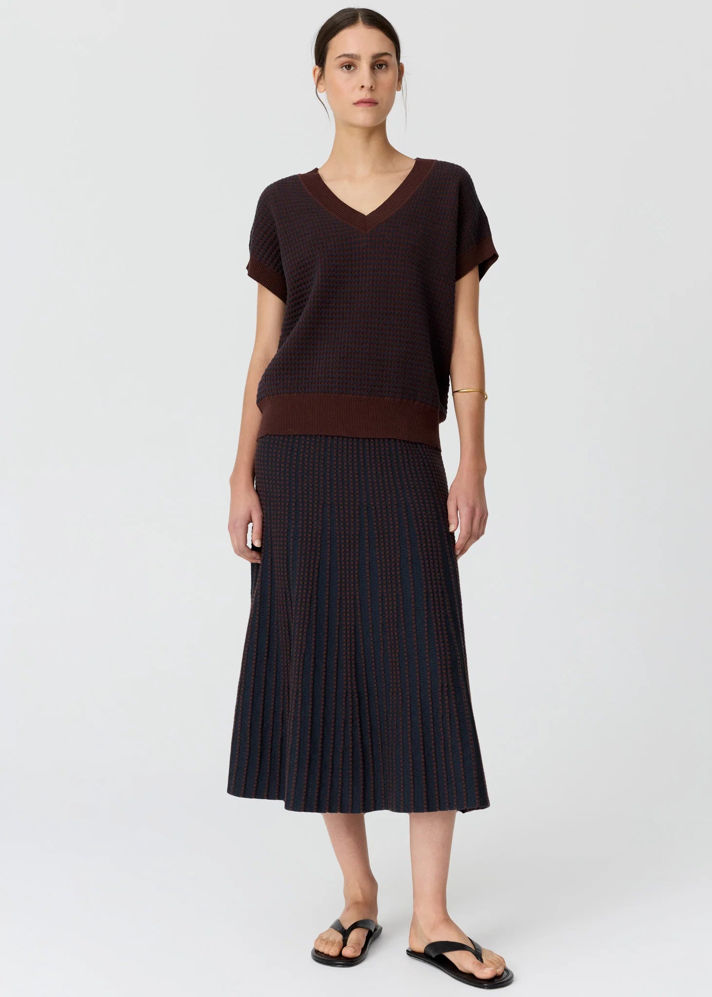 Evlyn Knit Top- Choc/Ink