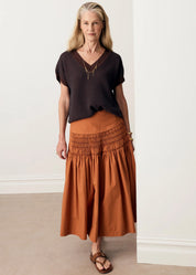 POL Clothing Evlyn Knit Top in Choc/Ink