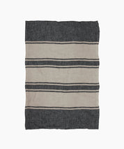 French Country Twill Tea Towel Charcoal with Natural Stripes