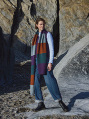 Fisherman Out Of Ireland Colour Block Scarf Winter Spice