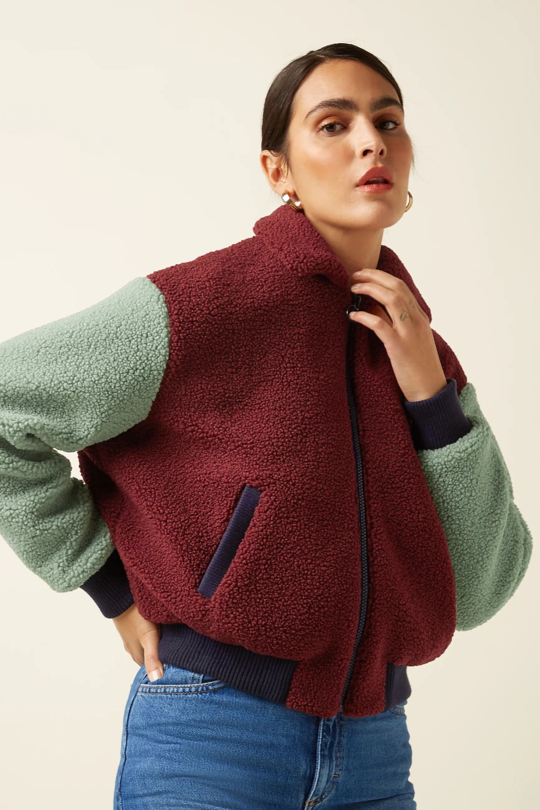 King Louie Fay Jacket Teddy in Beet Red