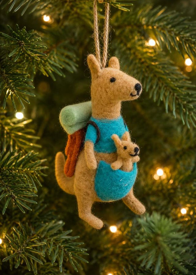 La la land Felt Ornament- Kangaroo with Baby