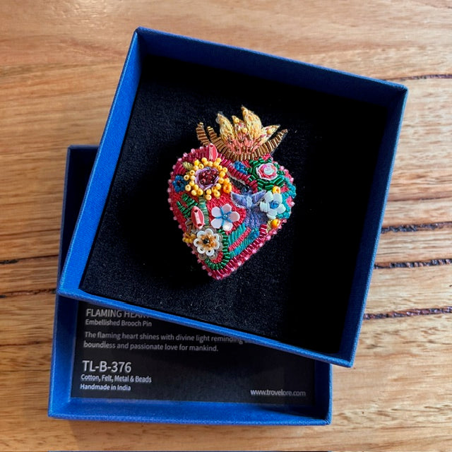 Flaming Heart Brooch