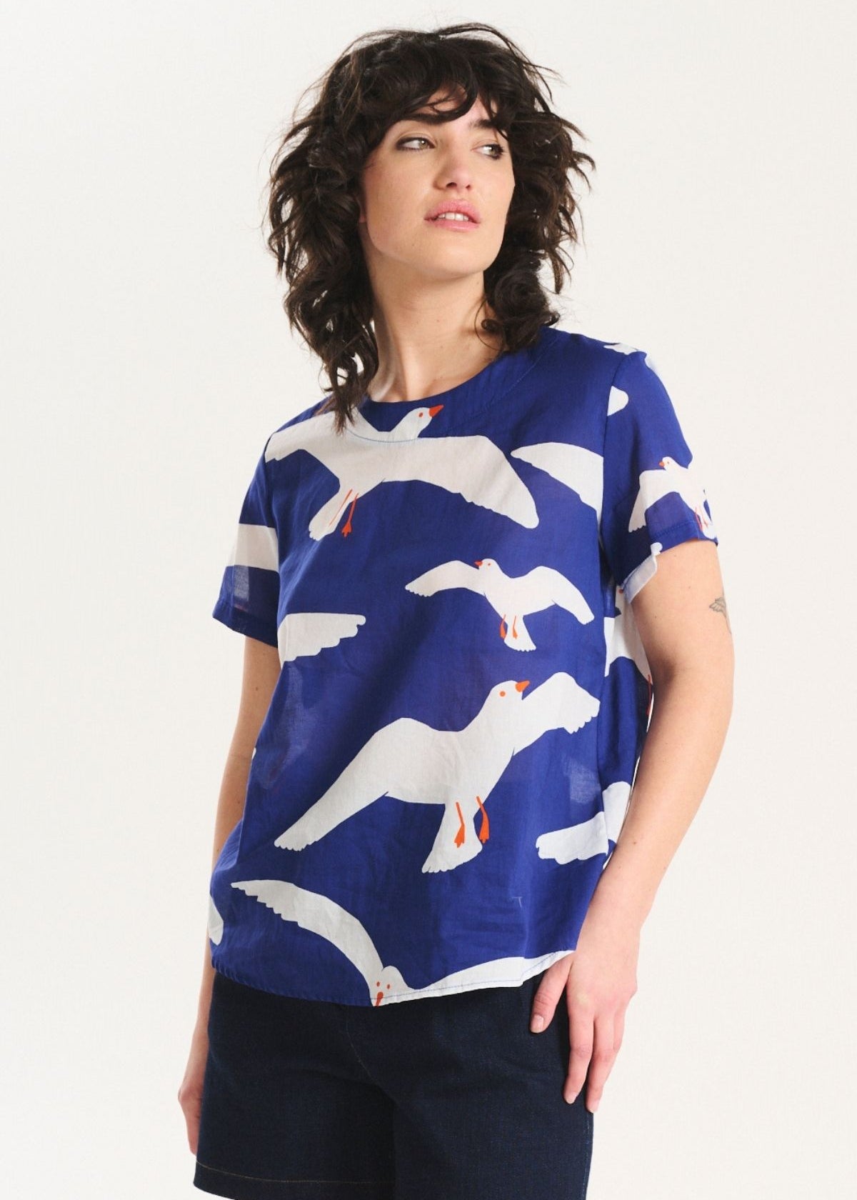 Olga de Polga Flock Cotton Top in Blue