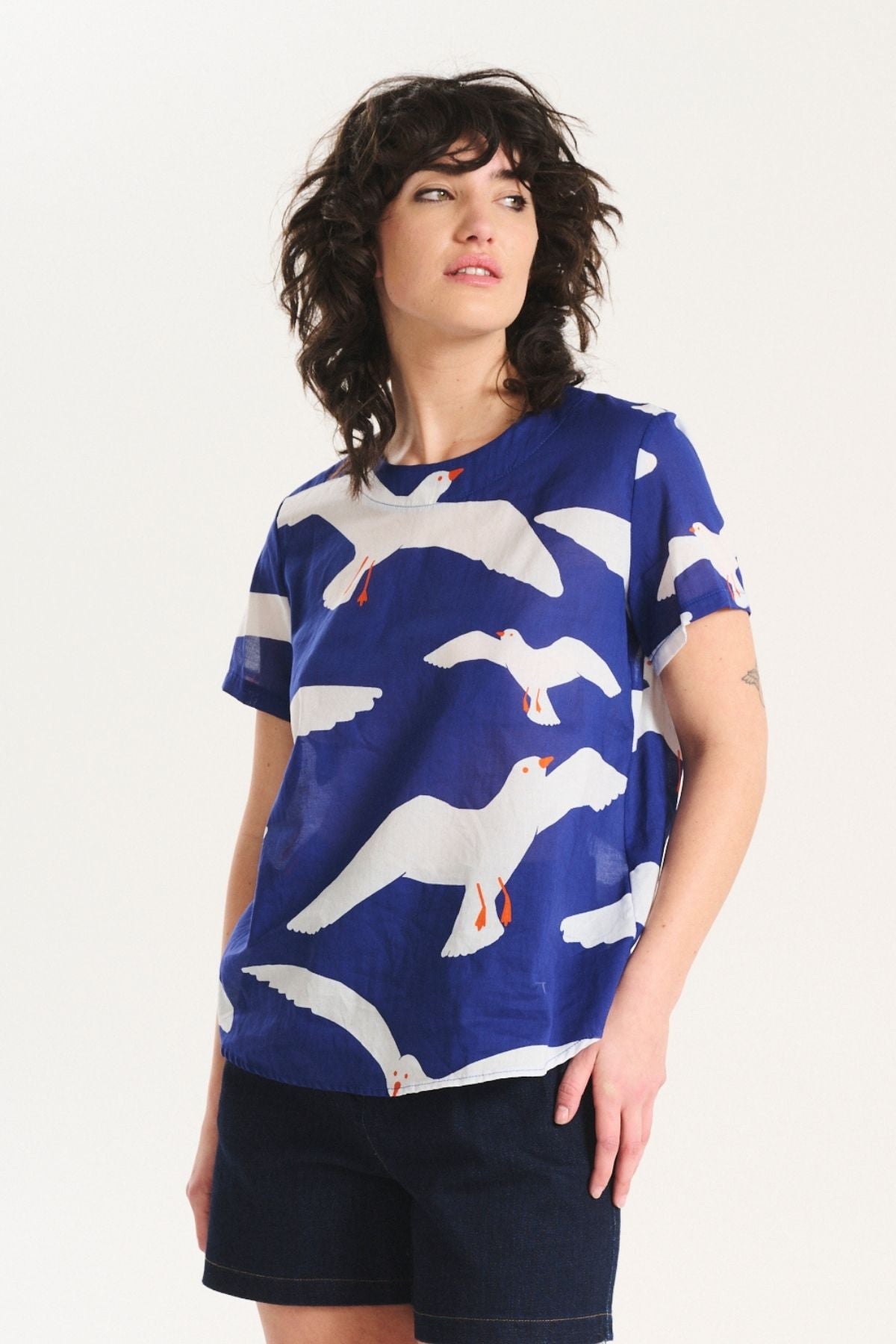 Olga de Polga Flock Cotton Top in Blue