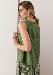 POL Frankie Button Tank in Fern