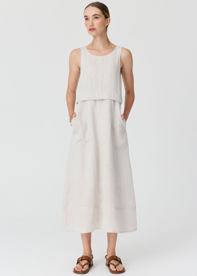 POL Frankie Double Layer Dress in Natural