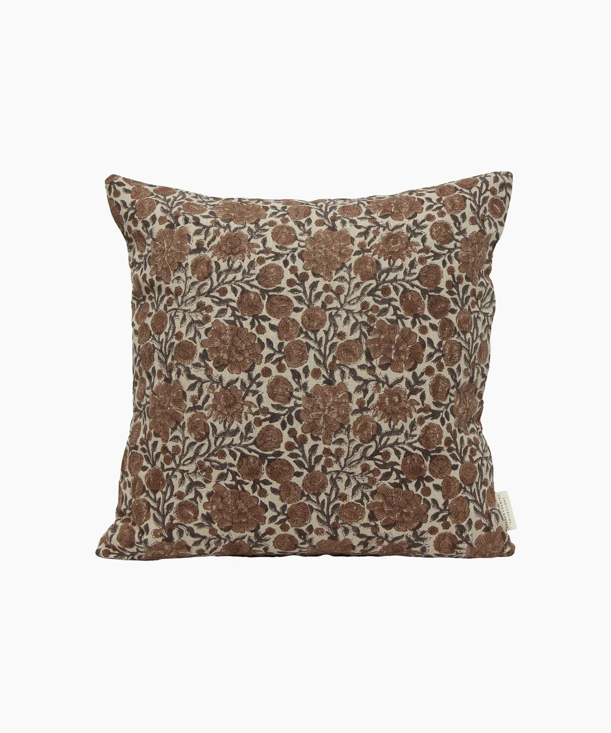 French Country Abigail Floral Blockprint Linen Cushion