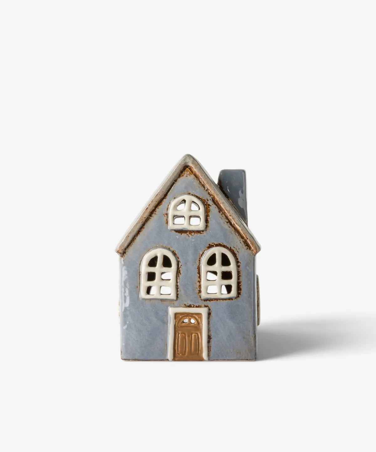 French Country Devon Cottage Tealight House Arch Window in Cornflower