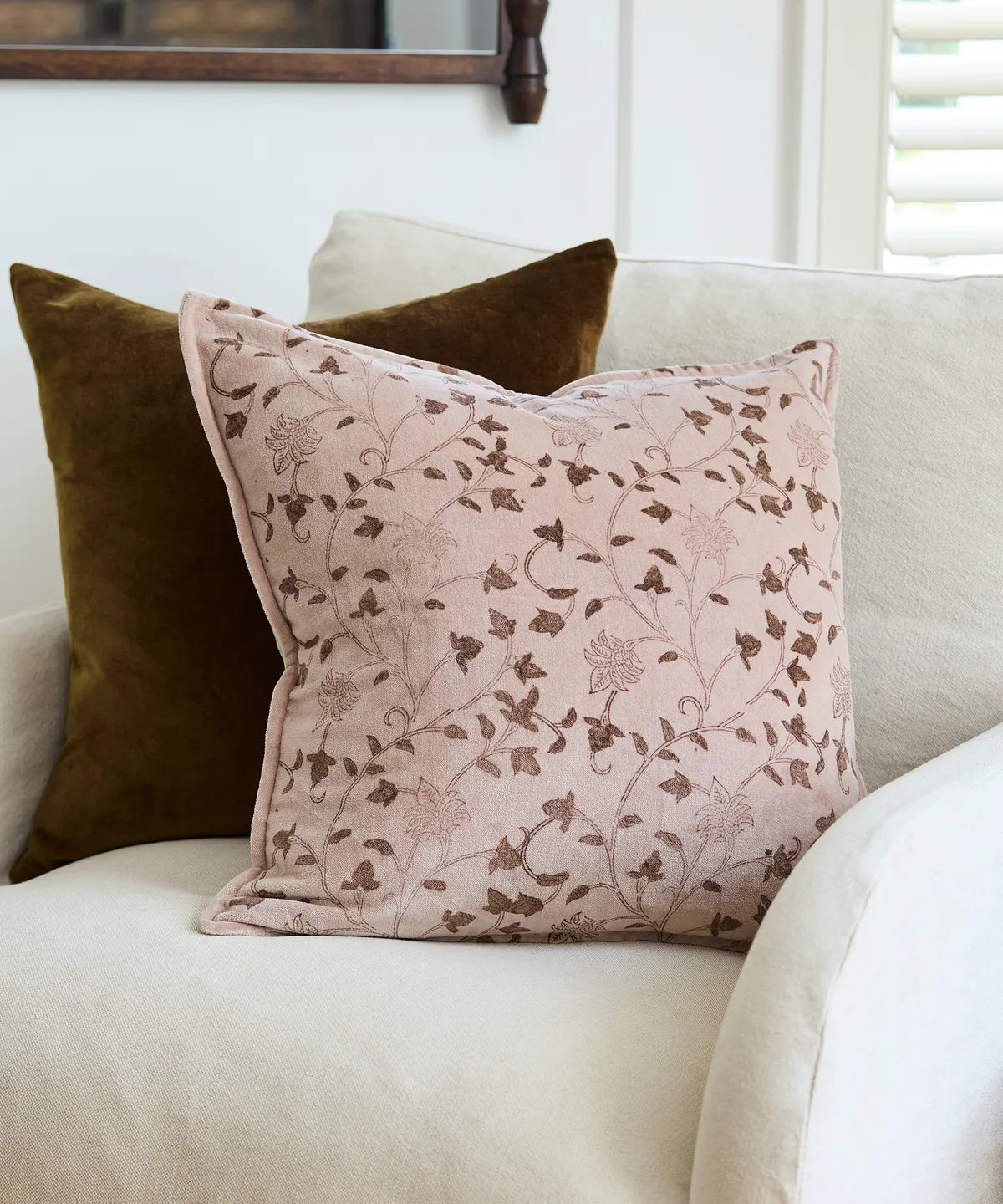 French Country Remi Handblock Velvet Cushion