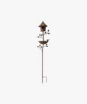 French Country Birdhouse Garden Stake- Antique Brown
