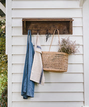 Wooden Wall Shelf with Hooks
