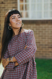 French Linen Tunic- Red Check