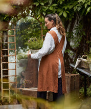 French Country French Linen Crossback Apron in Tobacco