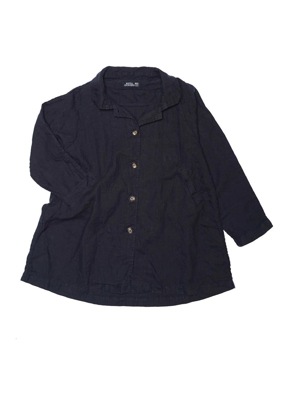 Metta Melbourne Garden Relaxed Linen Coat in Black