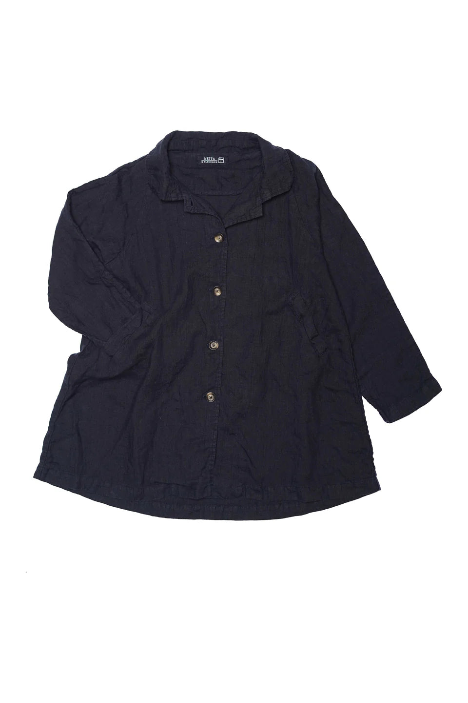 Metta Melbourne Garden Relaxed Linen Coat in Black