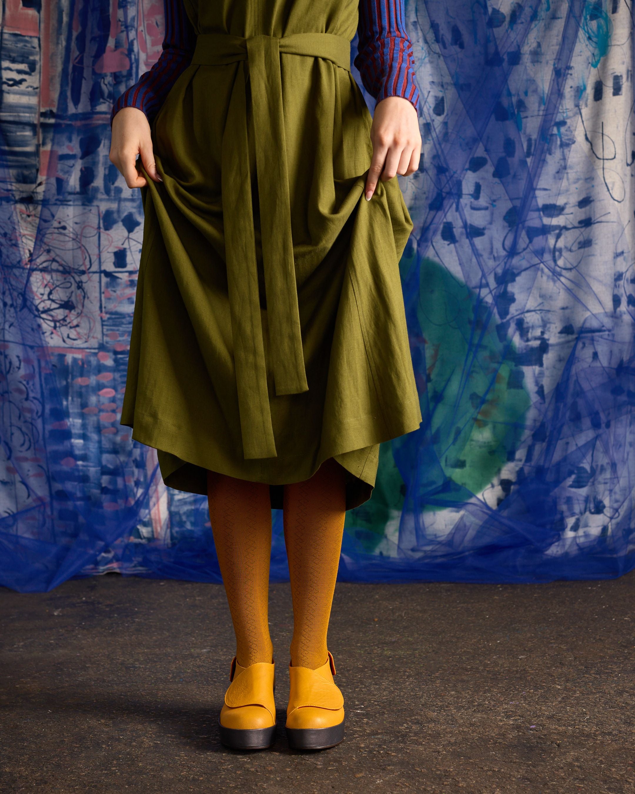Tightology Geo Merino Wool Tights in Ochre