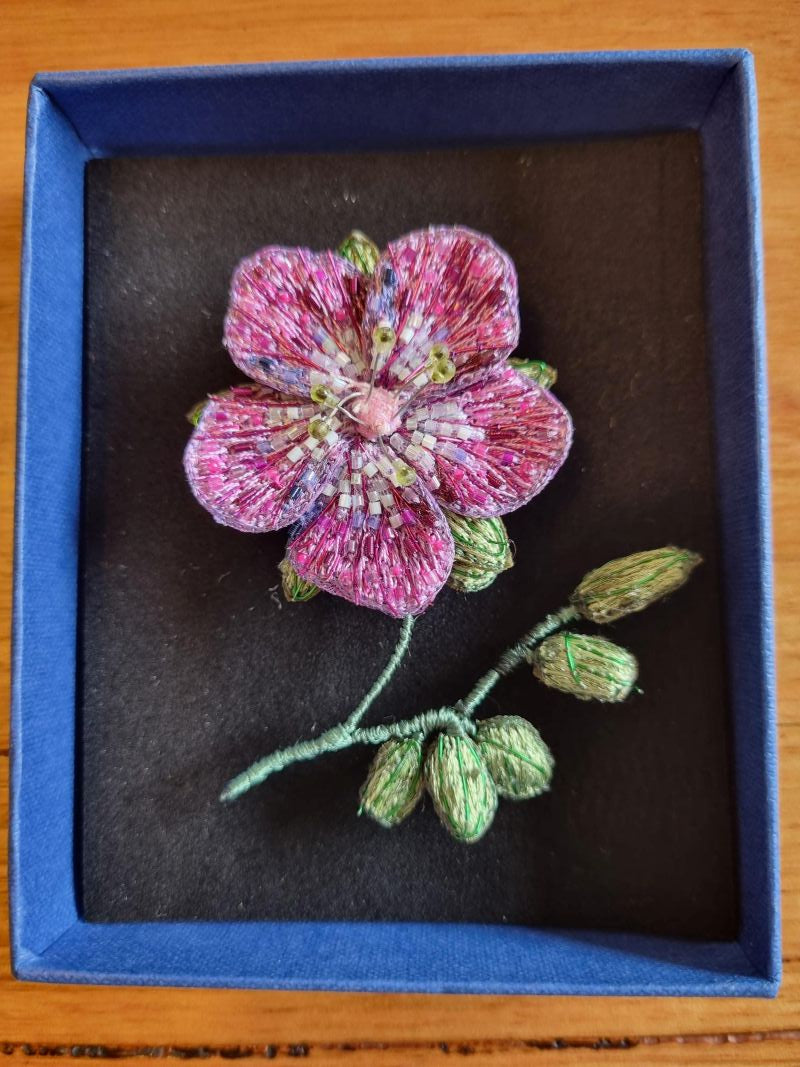 Trovelore Purple Geranium Embellished Brooch Pin