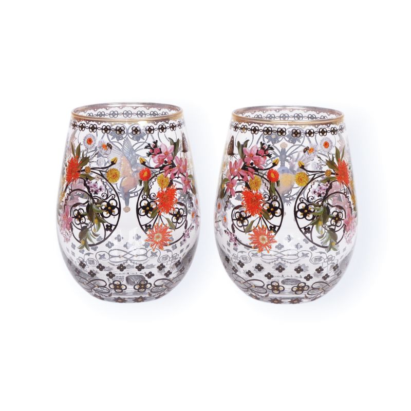 La La Land Glass Tumblers set of 2 in Royal Botanic Garden print