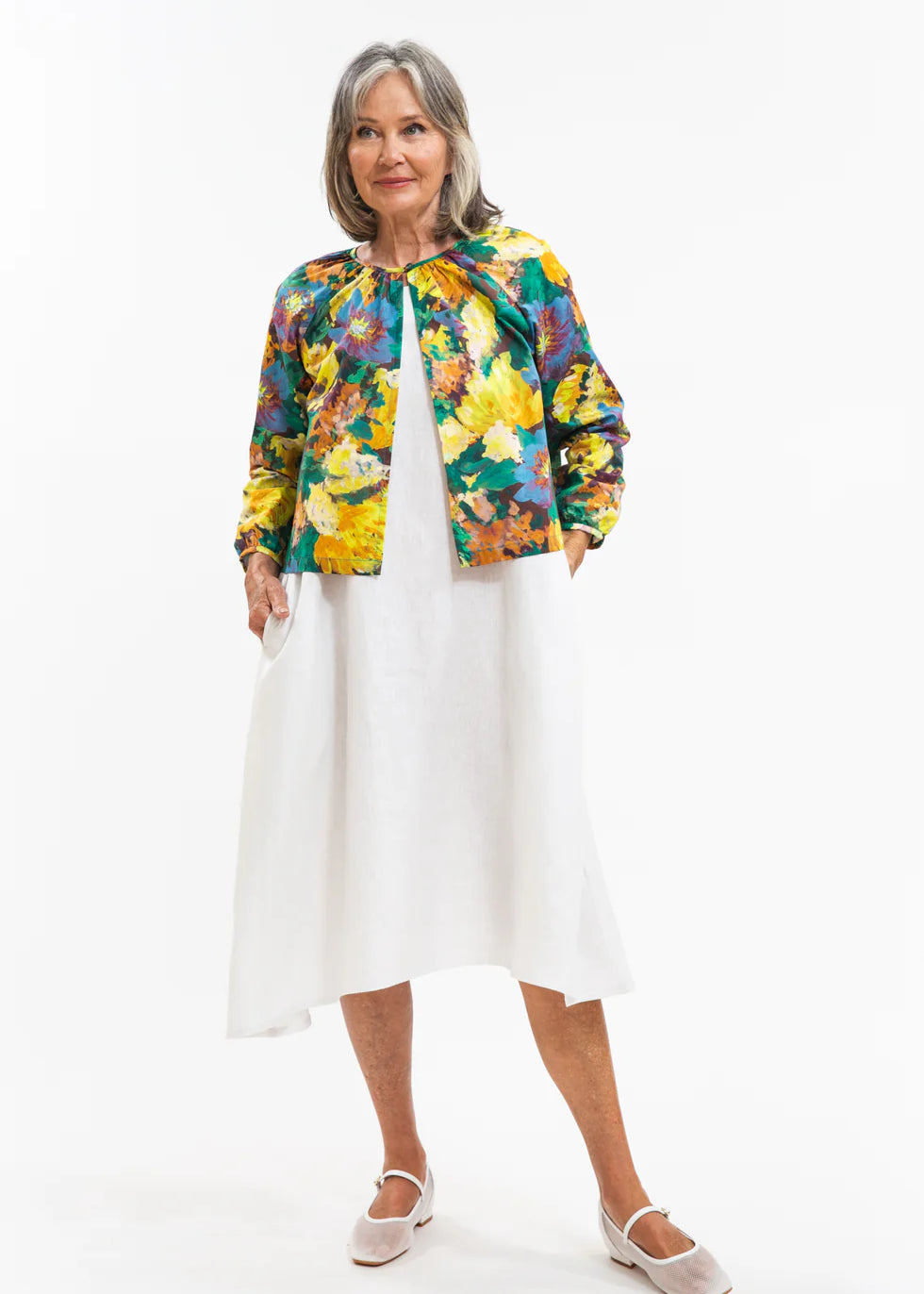 Eva's Sunday Glenda Jacket in Artists Garden Tana Lawn Liberty Print Cotton