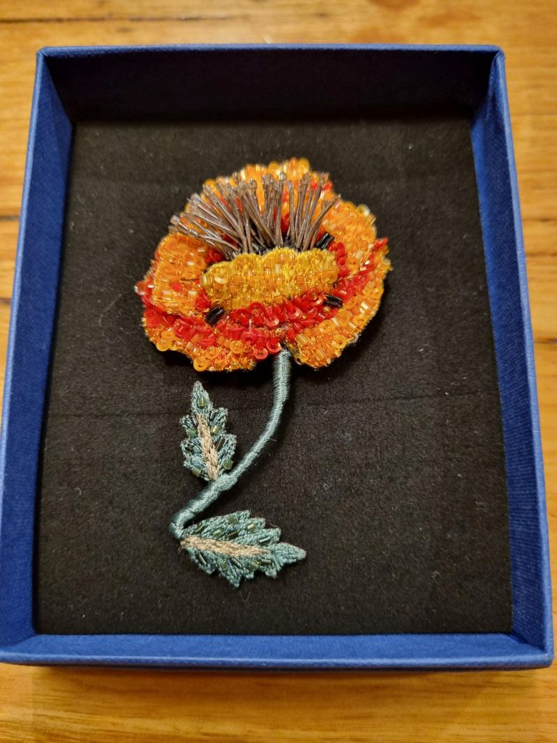 Trovelore Golden Poppy Embellished Brooch
