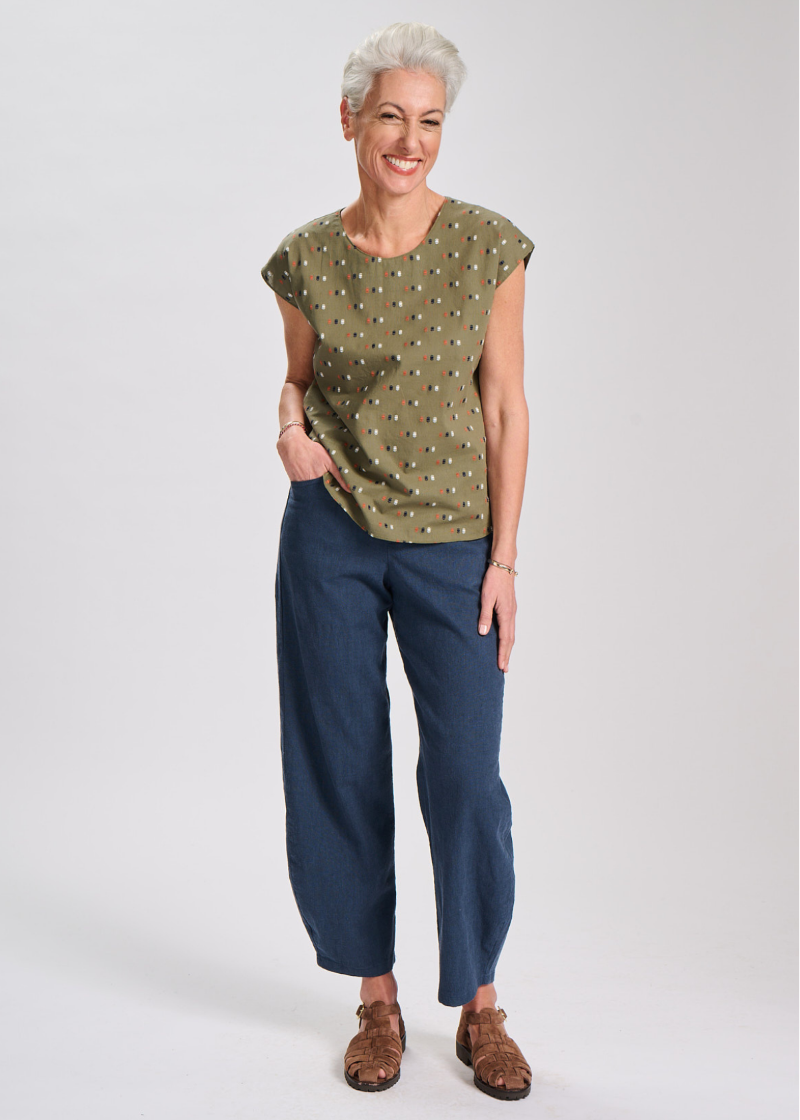 Olga de Polga Greta Lino Linen Pants in Navy