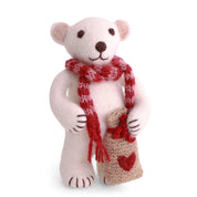 Gry & Sif Polar Bear Medium with Gift Bag Felt Decoration