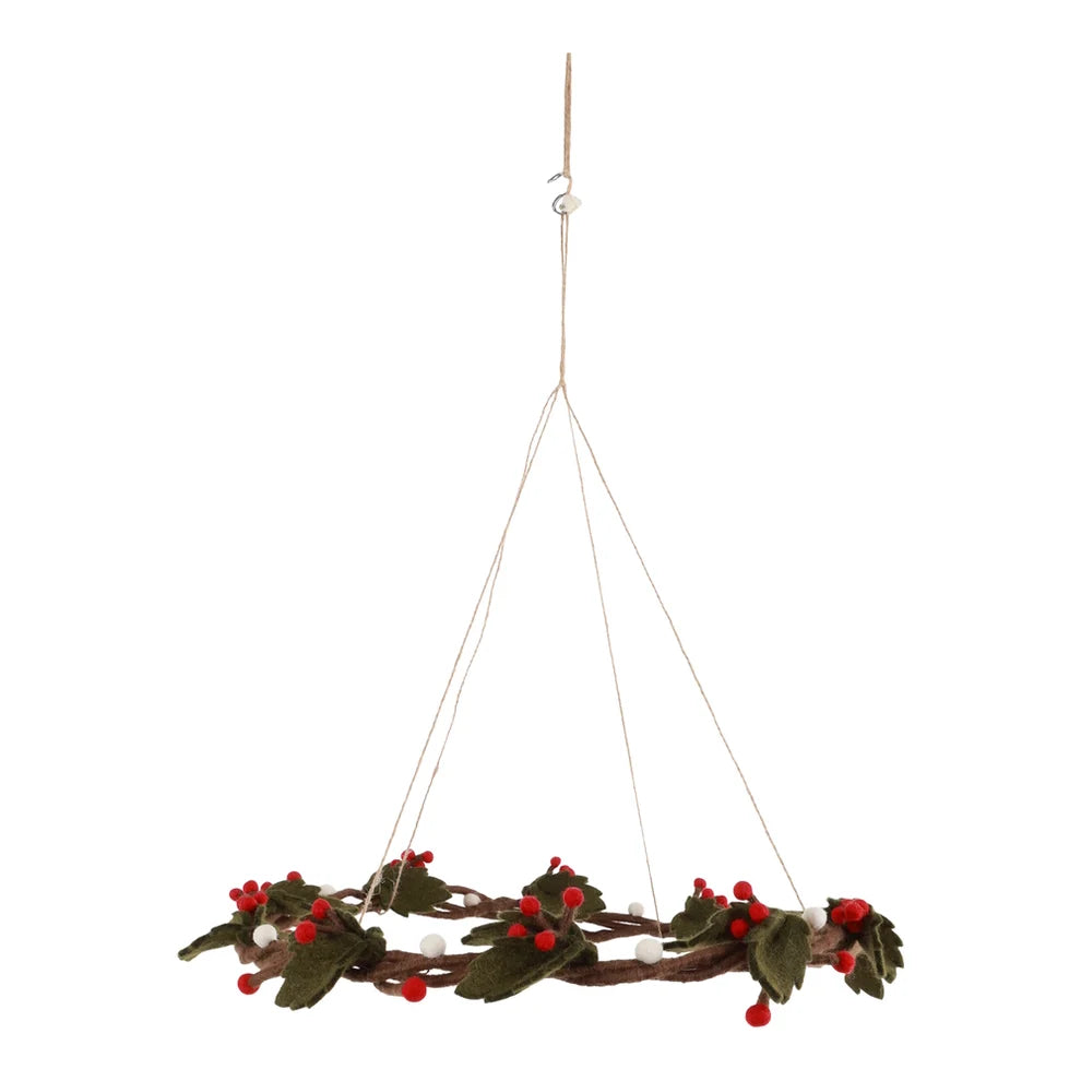 Gry & Sif Hanging Felt Wreath witrh Holly