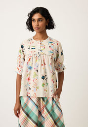 Nancybird Gwen Blouse in Watercolour Cream