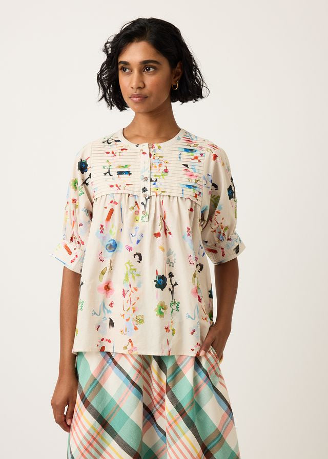 Nancybird Gwen Blouse in Watercolour Cream