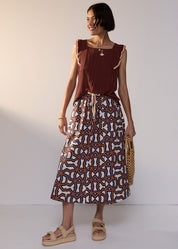 POL Clothing Hali Skirt in Hali Print