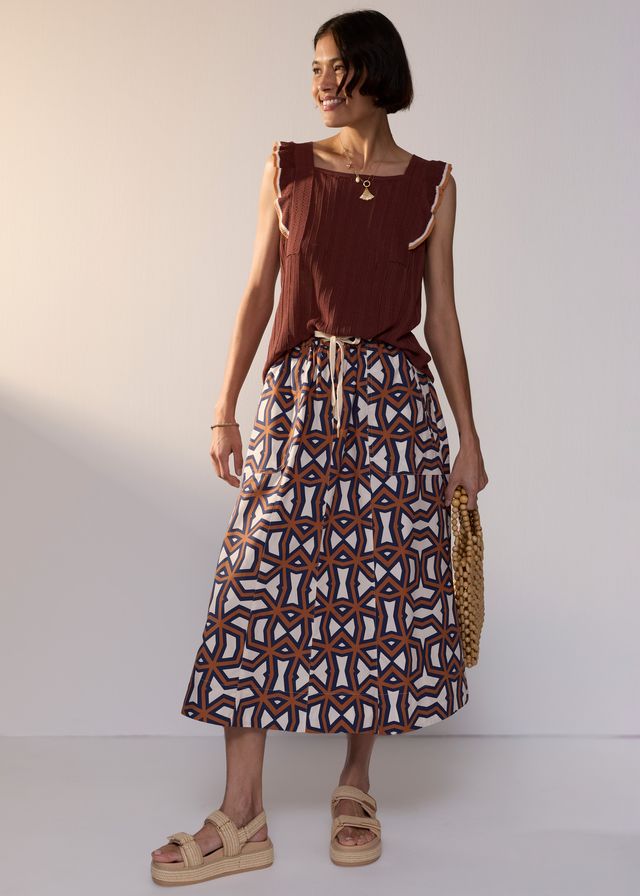 POL Clothing Hali Skirt in Hali Print