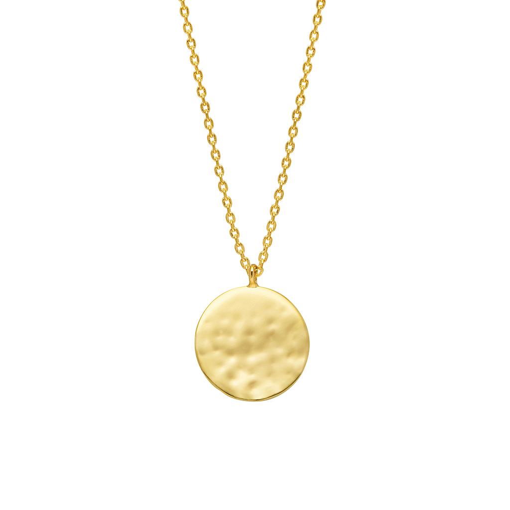 Estella Bartlett Hammered Disc Pendant Necklace- Gold