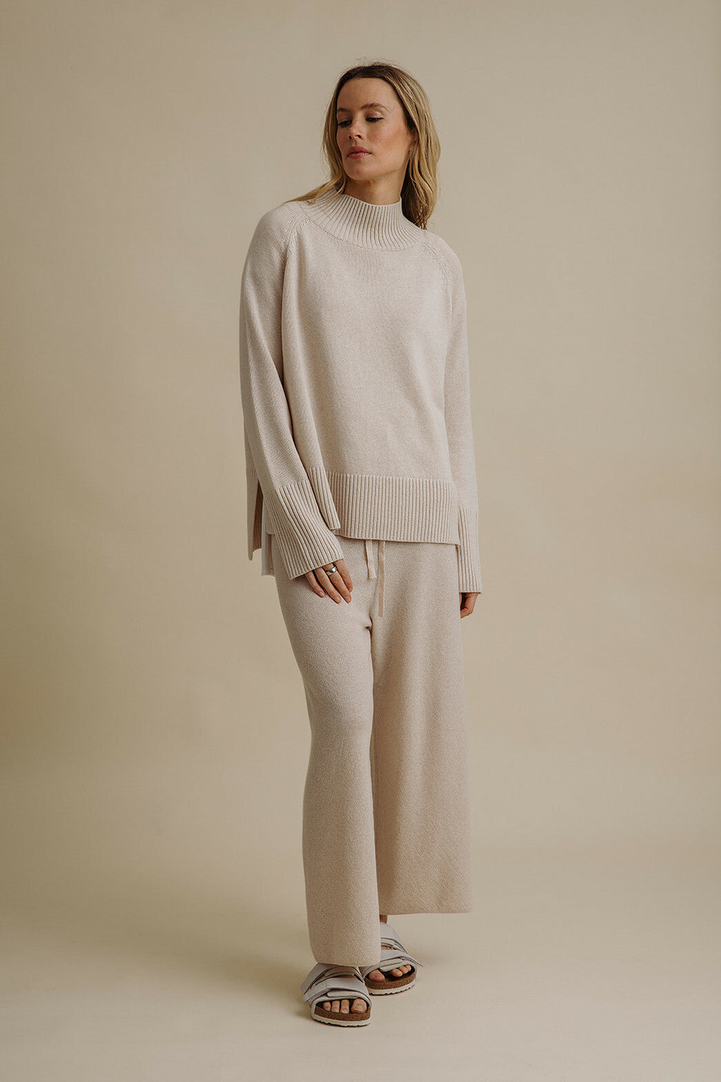 Harmony Mock Neck Pullover- Nougat