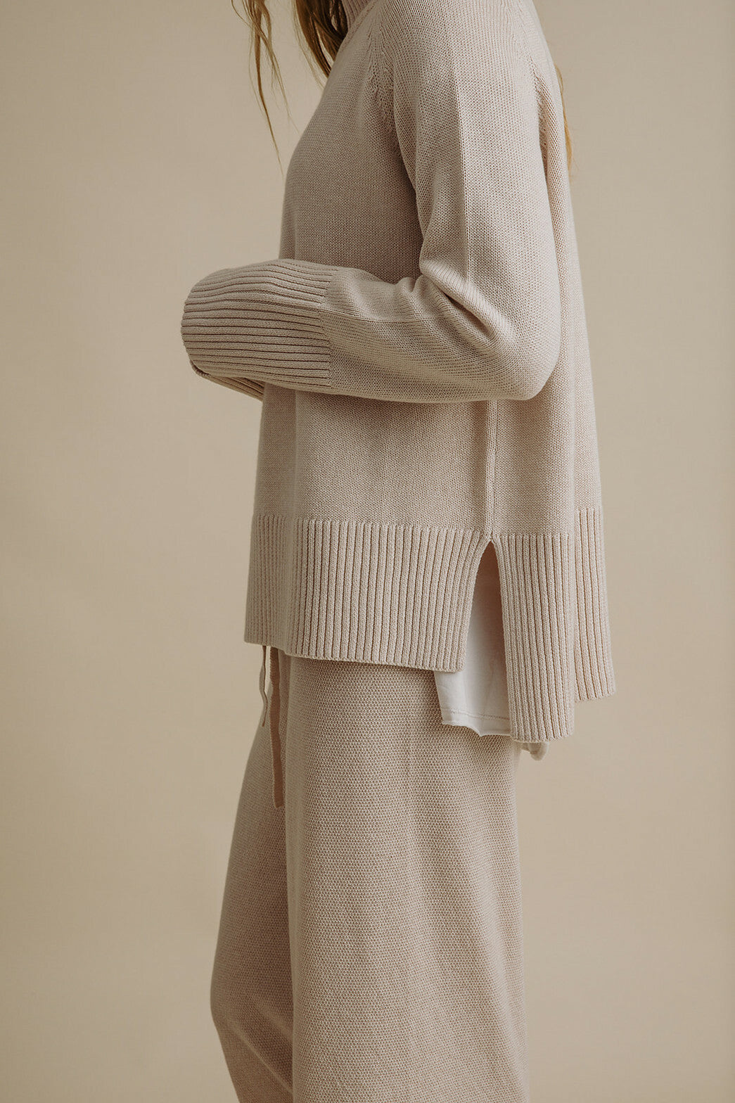Harmony Mock Neck Pullover- Nougat
