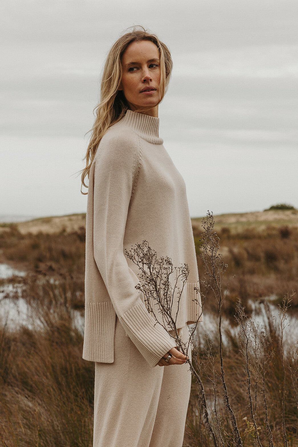 Harmony Mock Neck Pullover- Nougat