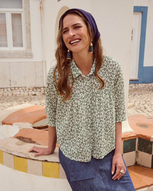 Positano Harper Blouse- Green