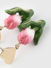 Heart & Tulip Drop Earrings