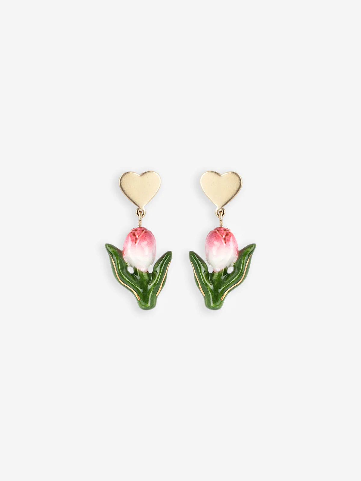 Nach Heart & Tulip Drop Earrings