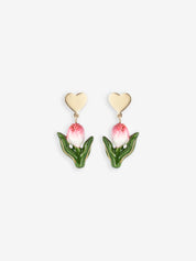 Nach Heart & Tulip Drop Earrings