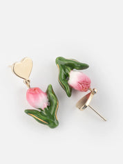 Heart & Tulip Drop Earrings
