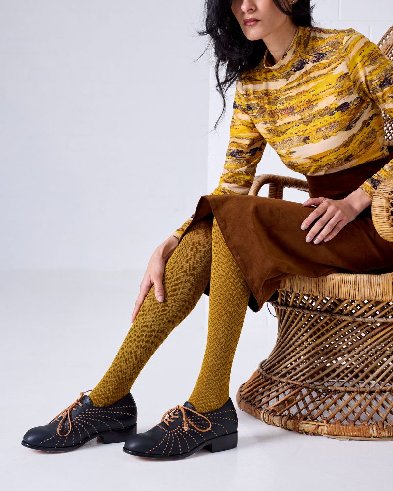 Herringbone Merino Wool Tights