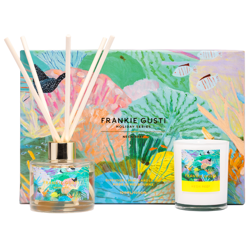 Frankie Gusti Holiday Duo Candle & Diffuser- Neon Reef