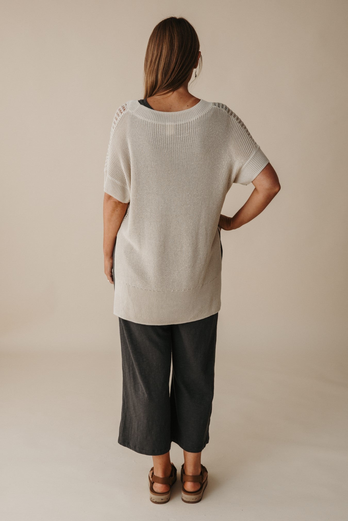 Honeycomb Shortsleeve Pullover- Soft Gold