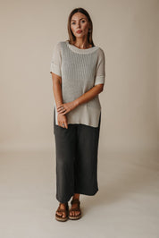 Honeycomb Shortsleeve Pullover- Soft Gold