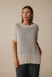 Honeycomb Shortsleeve Pullover- Soft Gold