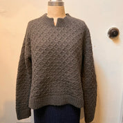 Honeycomb Stitch Alpaca Sweater- Khaki