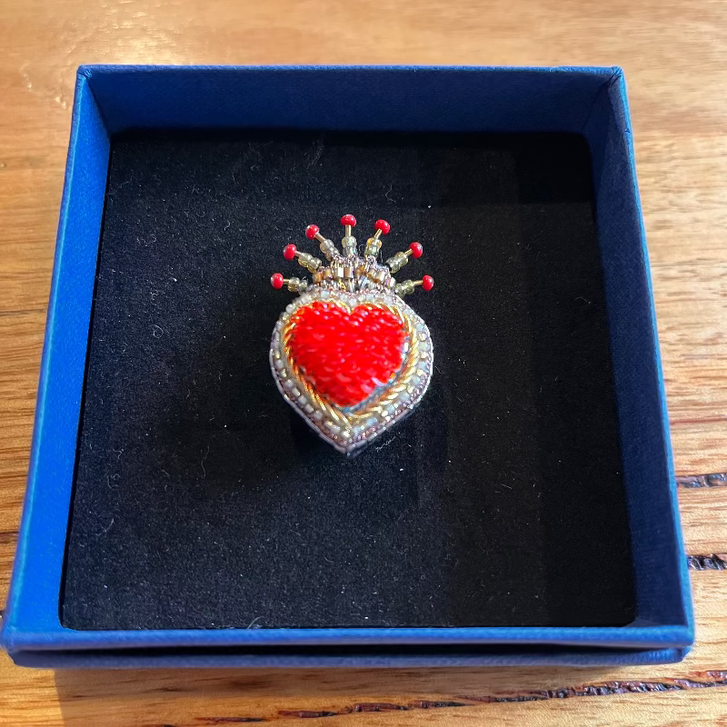 Trovelore Flaming Heart Embroidered Brooch